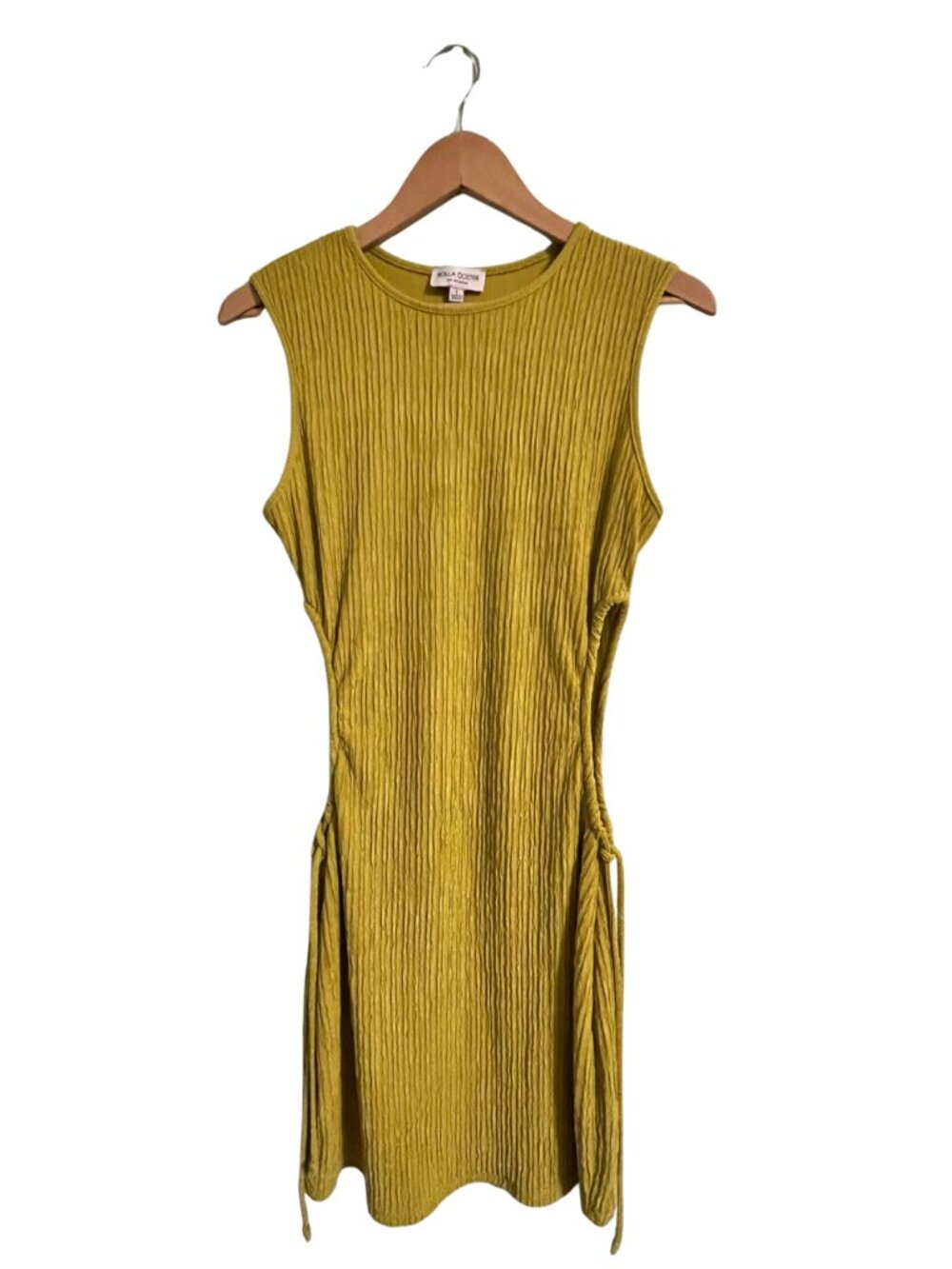 Rolla Coster Chartreuse Ruched Side Cutout Dress Large